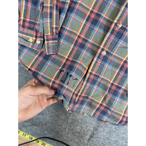 LL Bean Button Up Shirt Mens Medium Green Plaid Traditional Fit Workwear Western - Picture 4 of 6